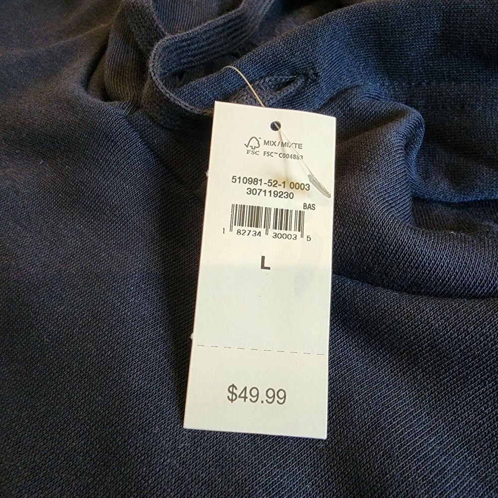 Gap NWT Logo Hoodie Men’s Large Navy Pullover Sweatshirt Fleece Relaxed Fit - Picture 5 of 8